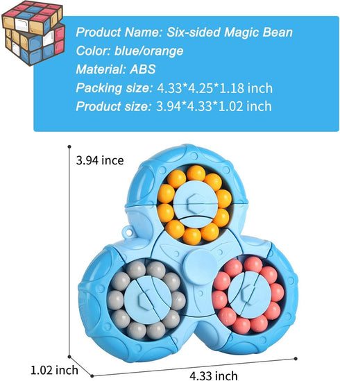 Magic Bean Rotating Brain Teaser Finger Puzzle Toy,Boys Girls Handheld Spinner Stress Anxiety Relief Ball Game Sensory Toys,Gift for Kids Ages 3Ab...
