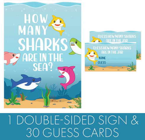 DISTINCTIVS How Many Candy Sharks Party Game (1 Sign with 30 Cards)...