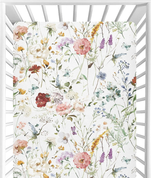 Crib Sheets for Girls Boys Wildflower Boho Baby Sheets for Crib,Neutral Toddler Mini Crib Mattress Sheets Fitted for Nursery Bed 27"x 39"...