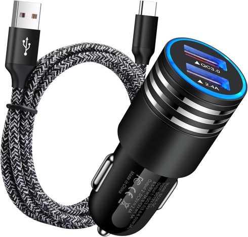 Car Charger Type C Fast Charger for Samsung Galaxy S24/S23/S22 Plus/S22 Ultra/S21 S20 FE Z Flip 5/4/3 A53 A03S A13 A15 A54 A14 A12 A32 A71 S10 S9 ...