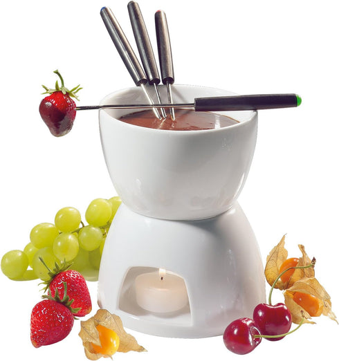 Cilio Porcelain Chocolate Fondue Set, White, 5-Inch by 10-Inch...
