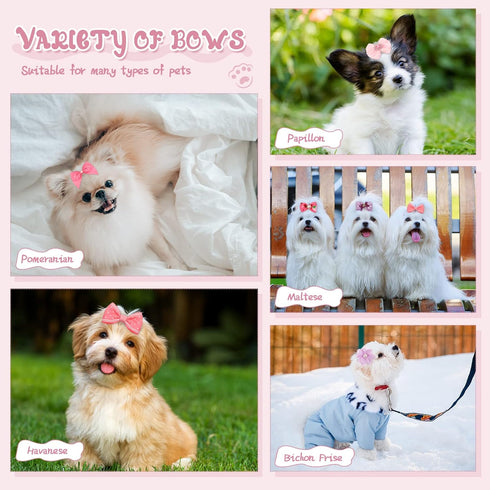 20 Pcs Dog Hair Bows for Small Dogs Hair Accessories Puppy Hair Bows for Dogs Small Dog Bows Cute Grooming Bows with Rubber Bands Handmade Puppy B...
