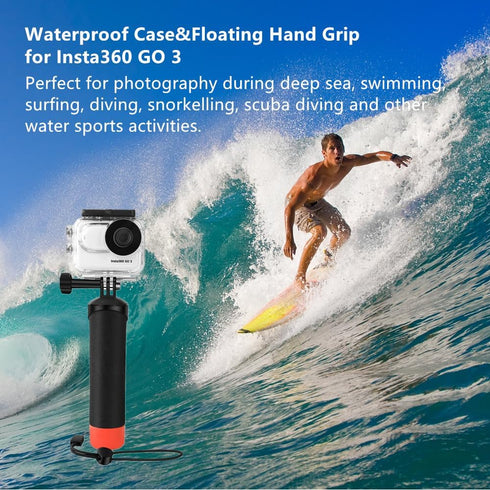 Waterproof Case&Floating Hand Grip Compatible with Insta360 GO 3S, Protective Underwater Dive Housing Shell with Bracket Accessories for Insta360 ...