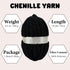 Black Chenille Chunky Yarn for Hand Knitting Fluffy Jumbo Chenille Yarn DIY for Crocheting Blanket Cushion 1 Skein (8.5 oz, 32 yds Each Skein)......