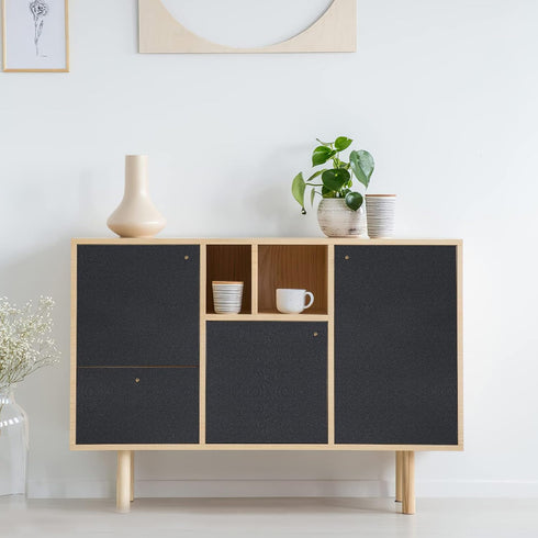 Matte Black Peel and Stick Wallpaper 17"x120", Self-Adhesive and Removable Vinyl Wallpaper Waterproof and Oil Proof Contact Paper for Cabinets Cou...