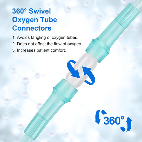Oxygen Tubing Connectors 360° Swivel Cannula Connector Oxygen Hose Connectors Oxygen Straight Connectors for O2 Tubing Avoid Tube Tangles(White-10...