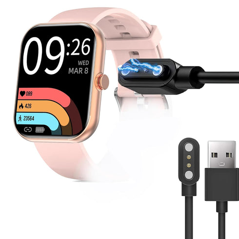 Compatible for SOMTLERK Smart Watches Charger, Magnetic USB Replacement Charging Cable Compatible with SOMTLERK A221 1.91" Smartwatch (2 Pack-Blac...