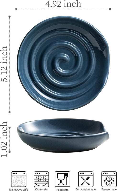 Spoon Holder, Ceramic Spoon Rest Spoon Rest for Countertop, Kitchen Decor for Stove Top, Coffee Bar Accessories, Dark Blue...