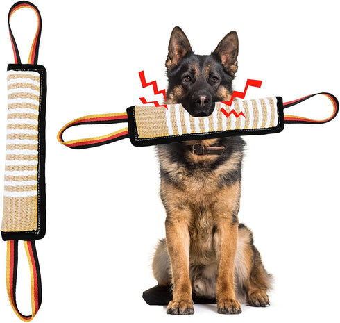 ASOCEA Dog Tug Toy,Dog Bite Jute Pillow Pull Toy Tough Squeaky Dog Toys for Aggressive Chewers with 2 Handles Bite Toys for Medium to Large Dogs I...
