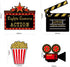 Hicarer 32 Pieces Movie Party Decorations Red Carpet Cutouts Cards Table Toppers Movie Theme Decor Double Sided Printing Golden Black Red for Nigh...