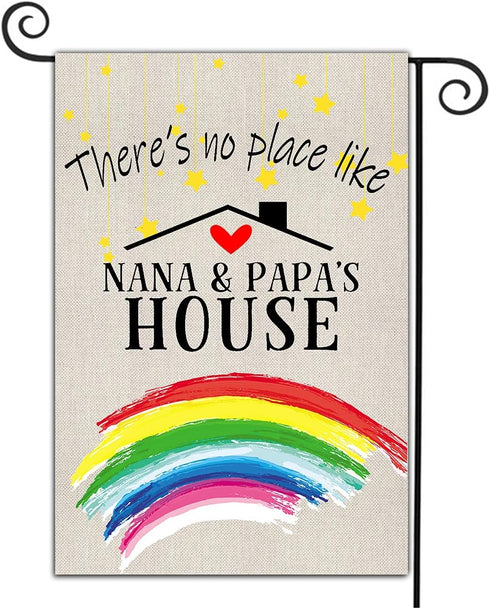 Welcome Garden Flags Yard Lawn Double Sided Home Decor Summer Yard Flag There's No Place Like Nana&Papa's House Porch Patio Backyard Outdoor House...