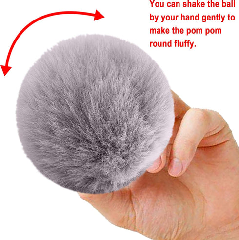 BQTQ 26 Pieces Faux Rabbit Fur Pom Pom Fluffy Pompom Balls with Elastic Loop for Hats Keychain Scarves Gloves Bags Accessories(13 Soft Colors, 2 P...