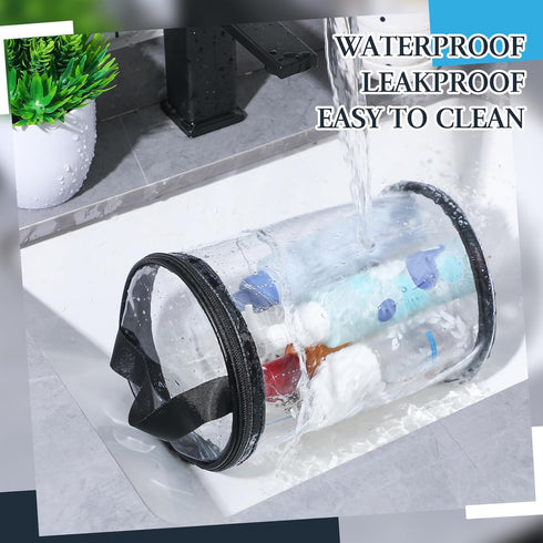 Sanwuta Clear Toiletry Bag Waterproof Lotion Bag Black Makeup Travel Bag Makeup Case Portable Survival Organizer Pouch Carry Travel Accessories Ba...