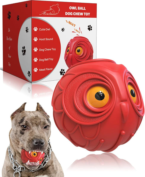 Giggle Ball for Dogs Owl Dog Toys for Aggressive Chewers Medium Large Dogs Gift for Dog Jolly Ball Natural Rubber Cute Owl Hoot(Tougher Rubber)...