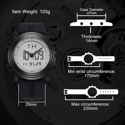 BUREI Mens Analog Digital Sport Watches with Alarm Stopwatch LED Backlight Rubber Strap...