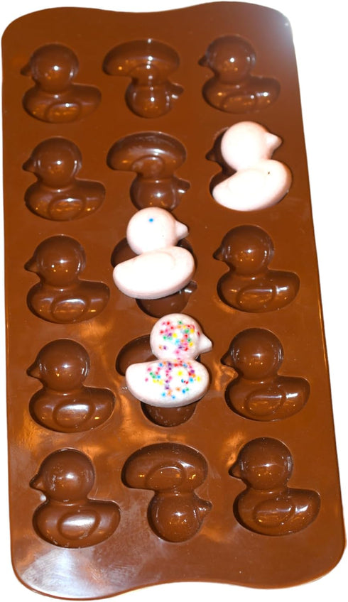 3D Bite-Sized Duck Chocolate Chip Silicone Baking Mold (15-Cavity) 100% Food-Garde, BPA-Free Candy Fondant, Dishwasher Safe, Oven Safe Single Cand...