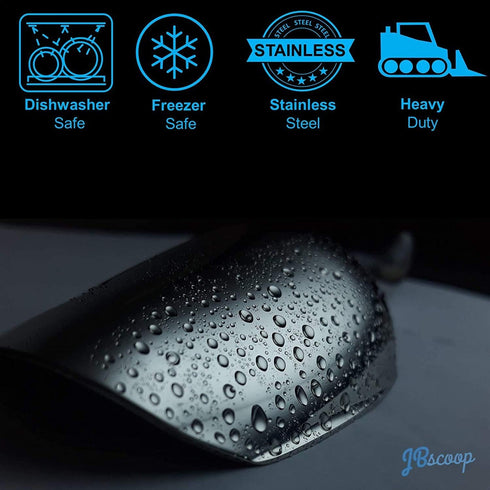 Ice Scoop with Holes. Stainless Steel Ice Scoop with Drain Holes to Reduce Unwanted Dilution. Heavy Duty and Dishwasher Safe. Six Ounce Capacity....