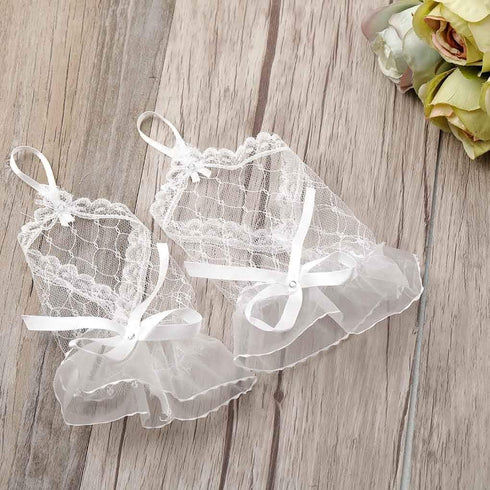 Olbye Womens' Wedding Gloves Fingerless Rhinestone Lace Gloves for Brides and Bridesmaids Lace Bow Gloves White...