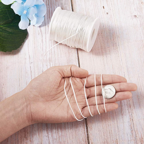 Pandahall Rattail Satin Cord 1.5mm White Polyester Trim Thread for Chinese Knot Kumihimo Macramé Scrapbooking Jewelry Making DIY Crafts Supplies 1...