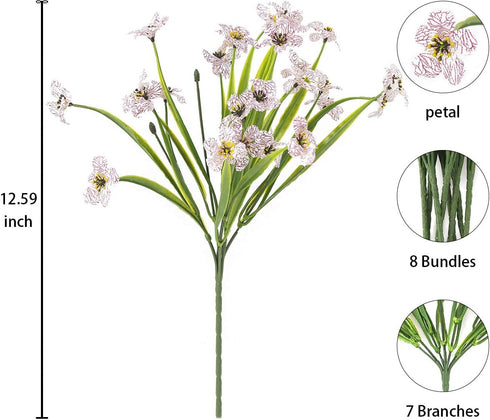 Artificial Outdoor Flowers,8 Bundles UV Resistant Fake Flowers,Artificial Violet Flowers Plastic Faux Flowers Greenery Plants for Outdoor Garden P...