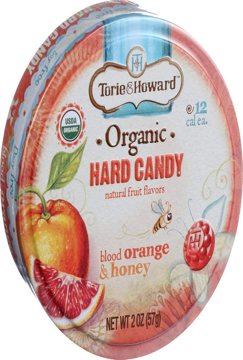 Torie and Howard Organic Hard Candy Tin, Blood Orange and Honey, 2 Ounce...