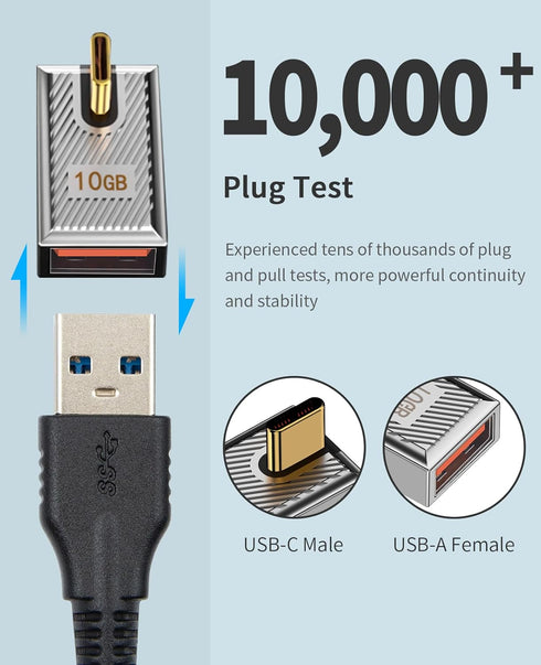Duttek 120W USB A to USB C Adapter, 90 Degree USB C to USB A Adapter, Right Angle USB C 3.1 Female to USB C Male Converter OTG Fast Charging Compa...