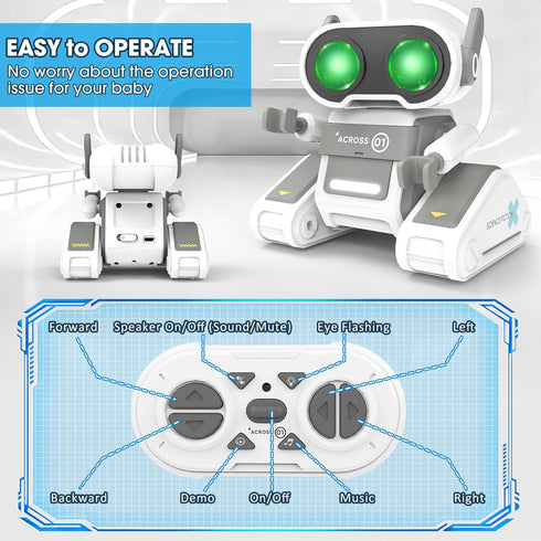 Robot Toys for Kids, 2.4Ghz Remote Control Robot Toys with Auto-Demonstration, Dance Moves, Music and LED Eyes, RC Robot Toys Gift for 3-12 Year T...