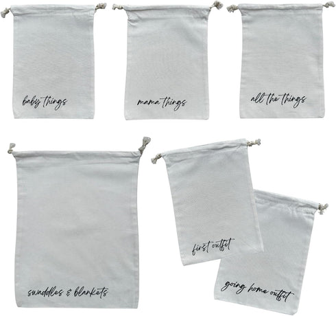Lucky Love Hospital Bags For Labor and Delivery, Diaper Bag Organizing Pouches and Hospital Bag Essentials For Mom (Canvas Drawstring Hospital Pou...