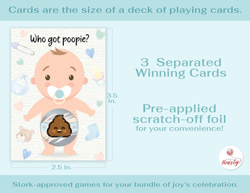 Party Hearty Baby Shower Games for Girl and Boy, 33 Poopie Emoji Scratch Off Lottery Tickets, Baby Games Ideas, Scratch Off Game....