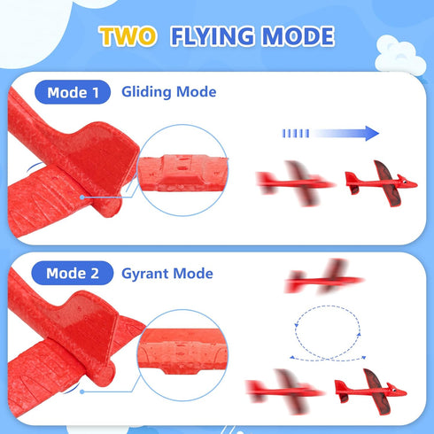 3 Pack Dino Airplane Launcher Toys, 2 Flight Modes Foam Glider Catapult Plane Toy for Boys, Outdoor Dinosaur Flying Toys Kids Birthday Gifts for B...