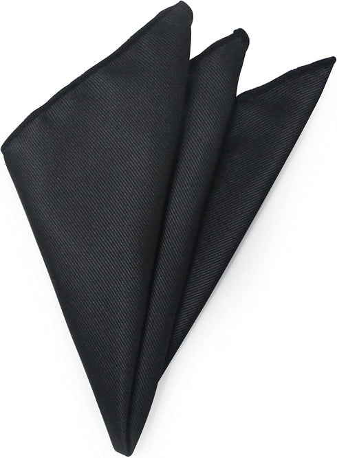 Black Solid Woven Pocket Squares For Men...