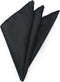Black Solid Woven Pocket Squares For Men...