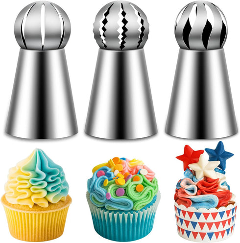 Suuker Ball Russian Piping Tips Lace Mold Pastry Cake Decorating Tool, Stainless Steel Cream Butter cream Cake DIY Baking Pastry Tools (3 Pieces)...