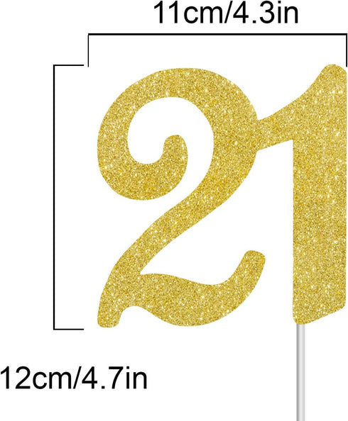 Numbrer 21 Cake Topper for Happy 21th Birthday or Anniversary Party Decoration Supplies...