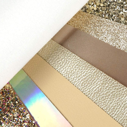 8 Pieces 8x12 Inch Faux Leather Sheets Light Gold Fine Chunky Glitter Patent Metallic Litchi Holographic Snake Texture Leather Fabric for Bows Ear...