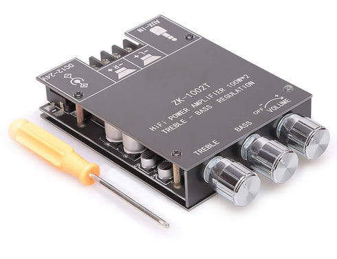 200W Bluetooth 5.0 Stereo Audio Receiver Amplifier Board with Treble and Bass Control 2 Channel Mini Wireless High Power Digital Amp Module for Ho...