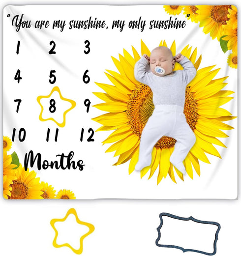 Flannel Baby Monthly Milestone Blanket, You are My Sunshine, 48x40inch...