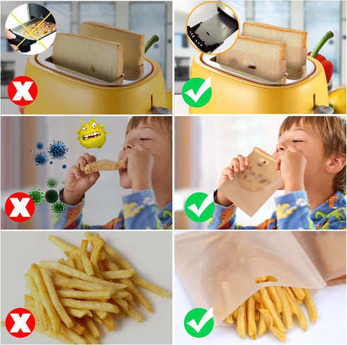 10 Toaster Bags Reusable grilled cheese bags Non Stick Toaster Bag for Sandwiches, Chicken, Nuggets, Panini and Garlic Toasts...
