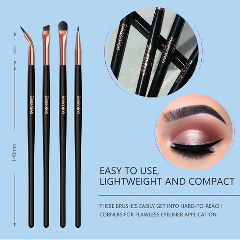 Eyeliner Brush Set Bent Gel Liner Makeup Brushes Angled Line Brush Fine Point Brush Precision Detail Eyeliner Brush with Cruelty Free Bristles Per...