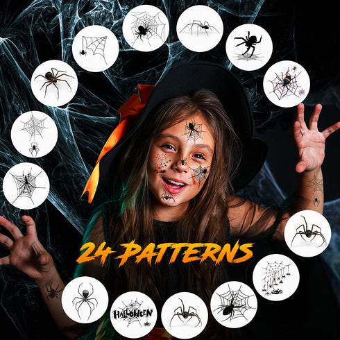 Halloween Makeup Face Temporary Tattoos - Halloween Spider Witch Costume for Women Kids Adults Men Web Stickers| Scary Black Fake Spiderweb Eye Bo...