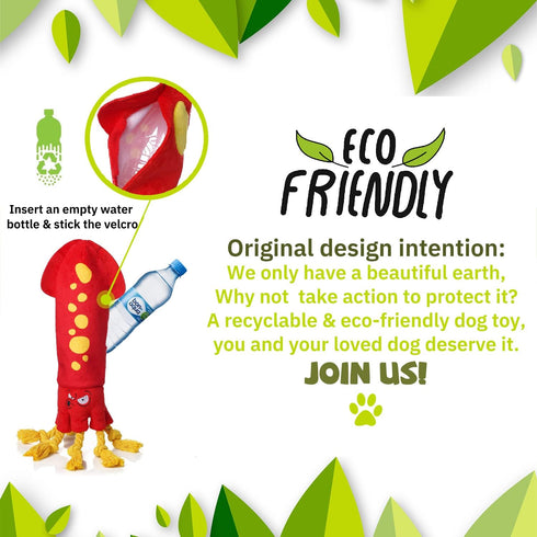 Water Bottle Dog Toys - Dog Puzzle Squeaky Enrichment Treat Dispensing Rope Snuffle Plush Toys, No Stuffing Durable Soft Crunchy Toys for Small Me...