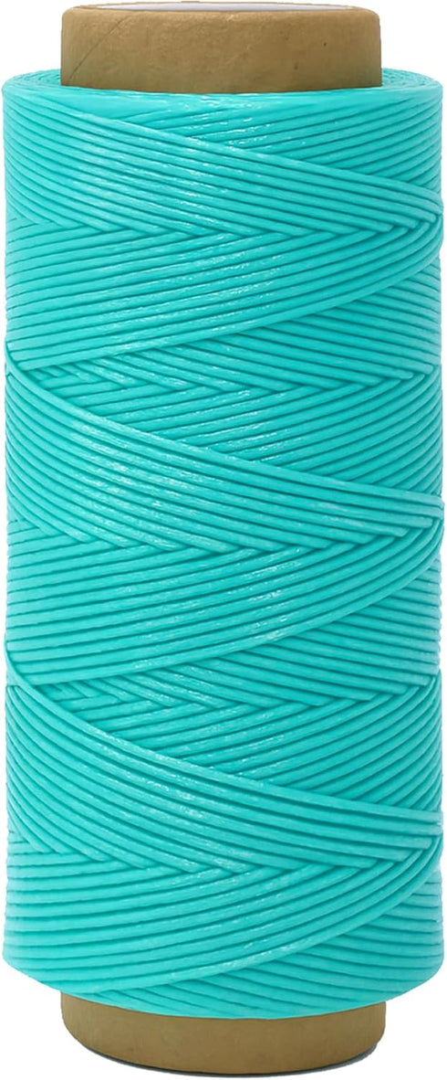 Mandala Crafts Aquamarine Flat Waxed Thread for Leather Sewing - 273 Yds 150D 0.8mm Polyester Leather Thread String Waxed Cord for Leatherwork, Be...