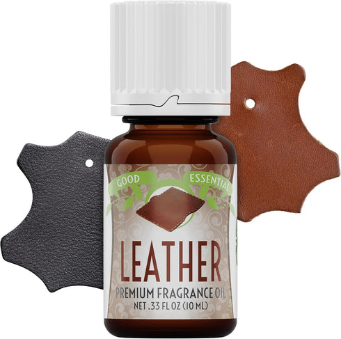 Good Essential - Professional Leather Fragrance Oil for Candle Warmer, Wax Melts - 0.33 Fluid Ounces - Leather Scent for Diffuser - Leather Scente...