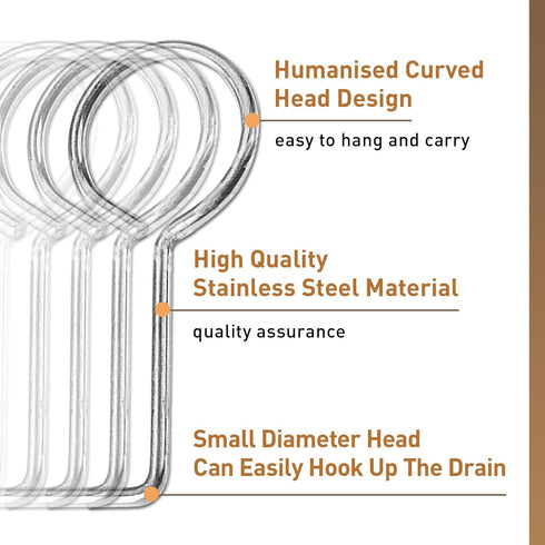 Drain Key Lifting Hooks - 5 Pack 304 Stainless Steel Drain Grate Puller Lift Out Key for Easy Shower Drain Cleaning, Silver...