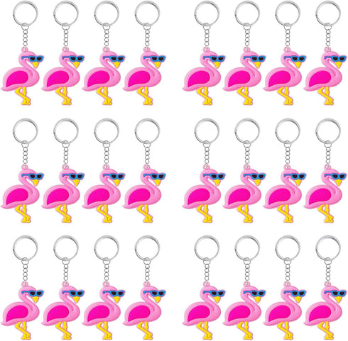 24 Pack Pink Flamingo Keyring Pack Party Favor for Flamingo Lover, Guest Return Gift, Hawaii Themed Party, Baby Shower, Birthday...