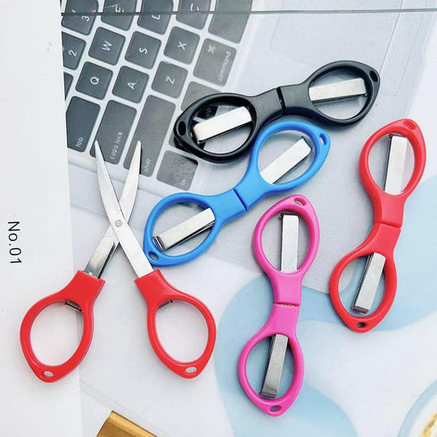 8 Pieces Folding Scissors Anti-Rust Stainless Steel Safety Mini Scissor Travel Folding Scissors...