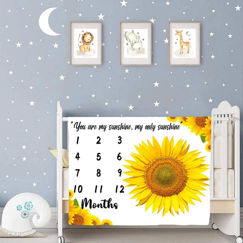 Flannel Baby Monthly Milestone Blanket, You are My Sunshine, 48x40inch...