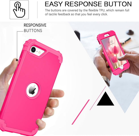 BENTOBEN for iPhone SE 2022 Case and iPhone SE 2020 Case, Heavy Duty 3 in 1 Full Body Rugged Shockproof Hybrid Hard PC Soft Rubber Girls Women Boy...