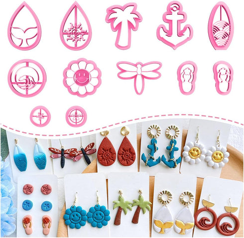 Keoker Polymer Clay Cutters, Summer Clay Cutters, Polymer Clay Cutters for Earrings Jewelry Making, 12 Shapes Flower Clay Earrings Cutters...