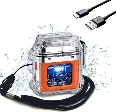 SKRFIRE Electric Lighters Rechargeable Flameless Windproof Outdoor Lighter Plasma Lighter USB Rechargeable Clear Waterproof Double Arc Lighter for...
